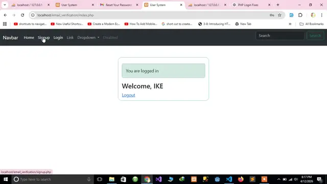 Video thumbnail for #12 Email Verification, Password Recovery and Reset System in PHP   Logging out the user