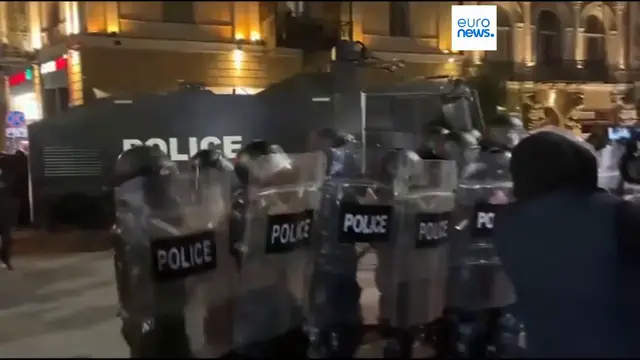 'Video thumbnail for Heavy police presence in Georgia after protesters attempt to storm presidential palace'