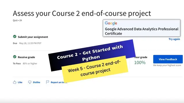 Video thumbnail for get started with python coursera week 5 quiz answers  || Google Advanced Data Analytics