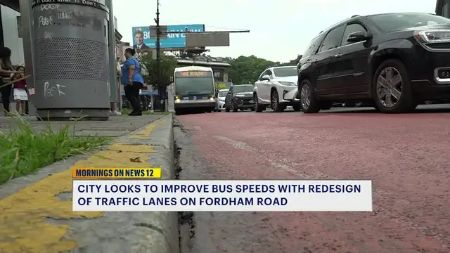 Video thumbnail for NYC looks to improve bus speeds on Fordham Road with controversial lane redesign