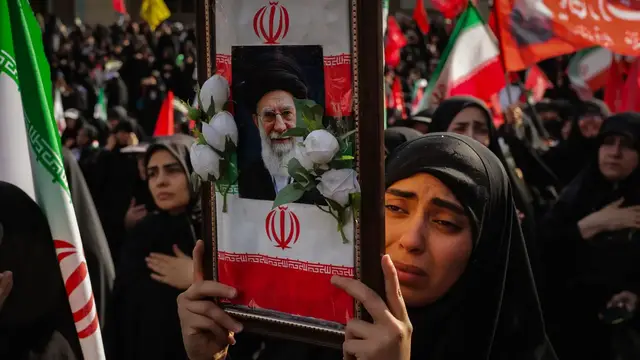 Video thumbnail for Huge crowds pour into Tehran for funeral ceremonies for Iran’s slain leader Ali Khamenei