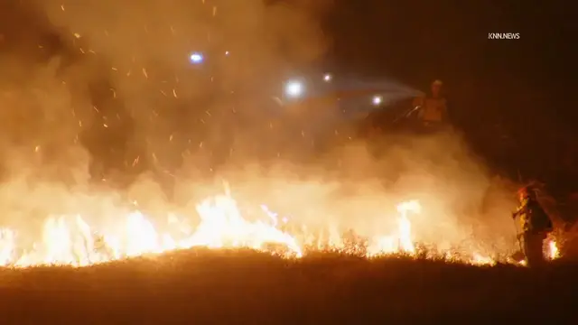 Video thumbnail for US, Los Angeles: Pomona Overnight 5 Acre Brush Fire.
