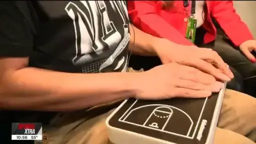 'Video thumbnail for Nets introduce haptic technology to allow blind fans to follow game'
