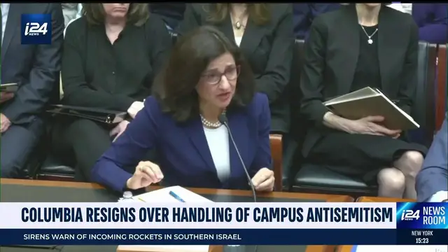 'Video thumbnail for Columbia resigns over handling of campus antisemitism'