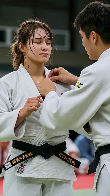 'Video thumbnail for 試合前に襟を正してもらう柔道家 #ai #athlete #judo #かわいい #美女 #sports'