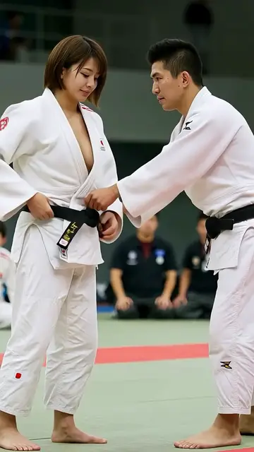 'Video thumbnail for 試合中に相手の襟を正す柔道家#ai #athlete #judo #美女 #sports'