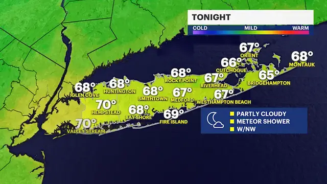 Video thumbnail for Mostly dry this evening ahead of a nice end to the week on Long Island