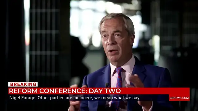 'Video thumbnail for WATCH IN FULL: Nigel Farage speaks to GB News from the Reform UK conference'