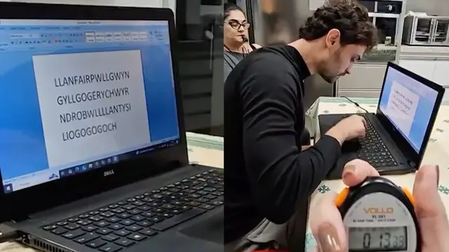 'Video thumbnail for Fastest time to type (a long Welsh town name) - 14.69 seconds by Renato Bayma Gaia'