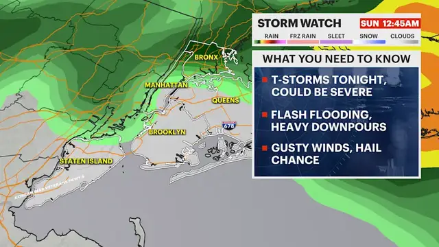 Video thumbnail for STORM WATCH: Another round of severe storms tonight for the Bronx