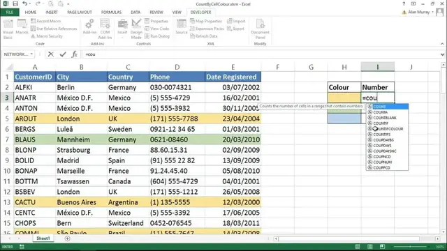 'Video thumbnail for Count by Cell Colour - Excel VBA Function'