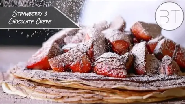 'Video thumbnail for Strawberry & Chocolate Crepe "Cake"'