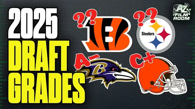 Video thumbnail for a to z sports film room: 2025 nfl draft grades: afc north breakdown - ravens, steelers, bengals, browns