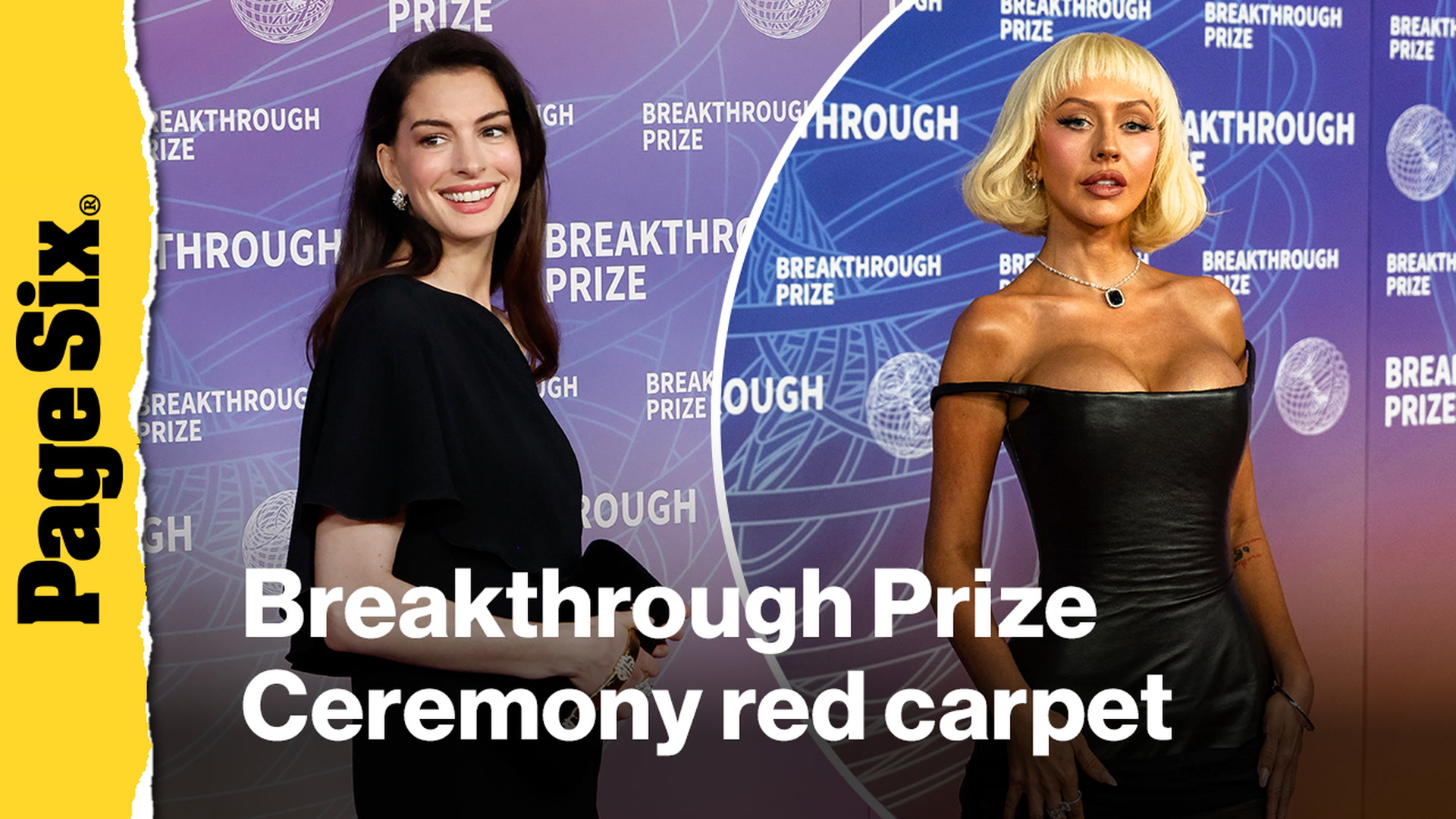 Video thumbnail for Breakthrough Prize Ceremony red carpet: Anne Hathaway, Christina Aguilera, more