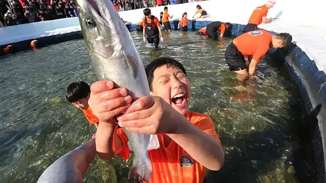 Video thumbnail for Thousands attend South Korea's Sancheoneo Festival for icy trout fishing