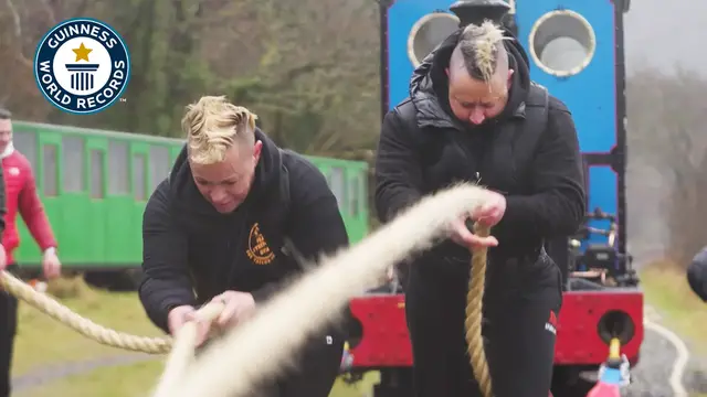 Video thumbnail for Women set record for fastest steam train pull on St. David’s Day