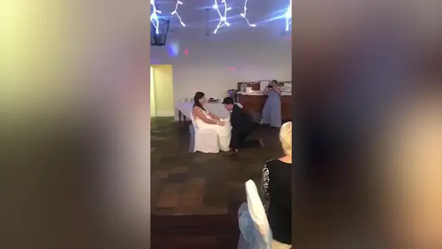 Video thumbnail for Groom's Hilarious Surprise For Pregnant Wife During Garter Toss | Happily TV