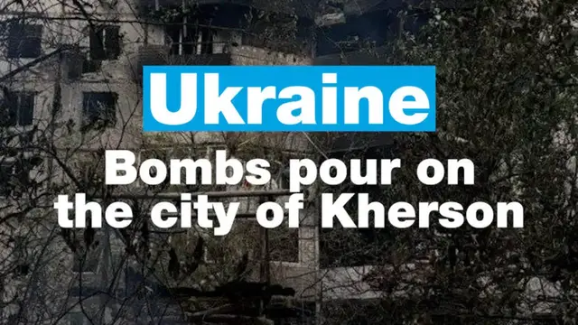 'Video thumbnail for Bombs pour on the city of Kherson'