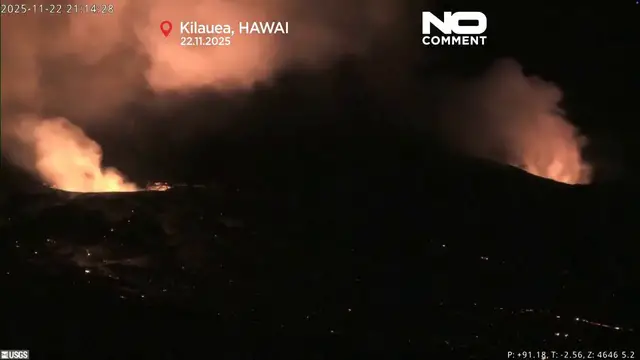 Video thumbnail for Hawaii’s Kilauea volcano has been erupting since last year as lava fountains rise hundreds of metres