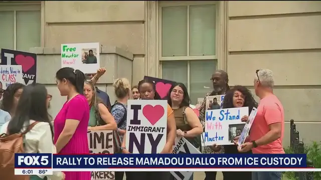 'Video thumbnail for Immigration advocates rallied for the release of Mamadou Mouctar Diallo'