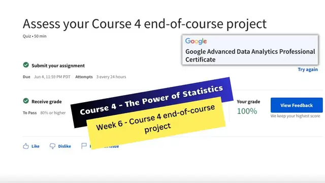 Video thumbnail for the power of statistics coursera weekly challenge 6 answers || Google Advanced Data Analytics