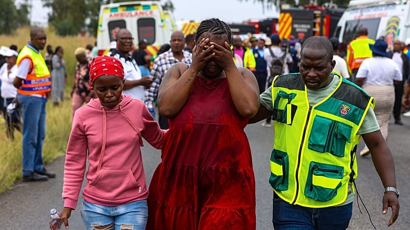 Video thumbnail for Families bid farewell to schoolchildren in South Africa killed in a school bus crash