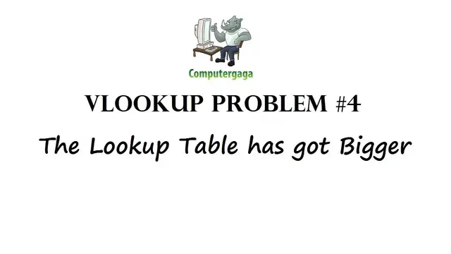 'Video thumbnail for Vlookup Problems #4: Lookup Table has got Bigger - Dynamic Lookup Table'