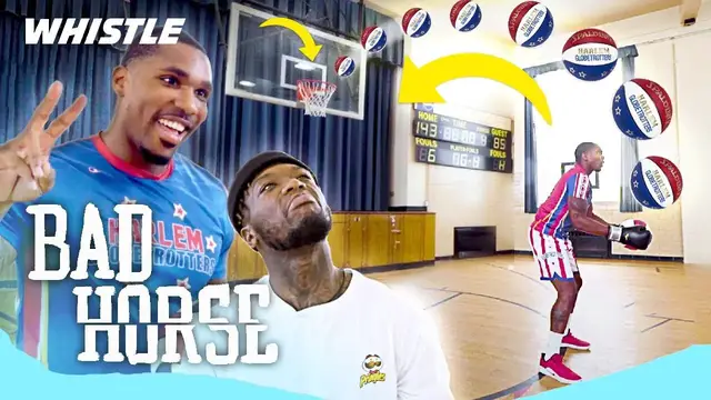 'Video thumbnail for Harlem Globetrotters vs. NBA PLAYER! | Trick Shot HORSE With Nate Robinson'