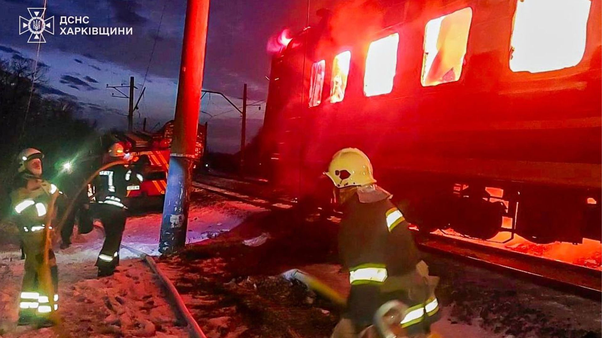 Video thumbnail for Russian drone hits Ukrainian passenger train in Kharkiv, killing at least five