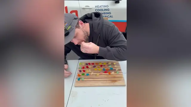 Video thumbnail for Most gummy bears eaten with a cocktail stick in one minute - 48 by Matthew Powers