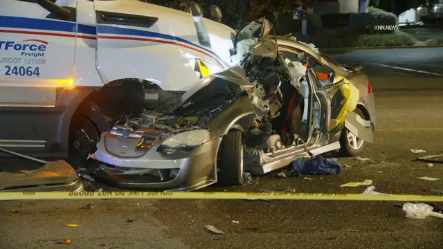 Video thumbnail for US, Los Angeles: Anaheim Semi T-Bones Car with Major Injuries.