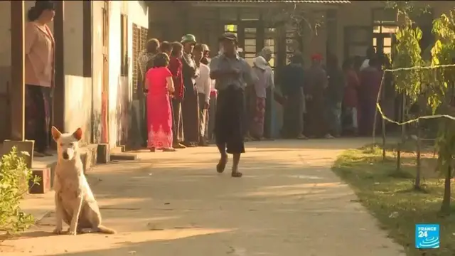 Video thumbnail for Myanmar holds second phase of voting in first election since coup
