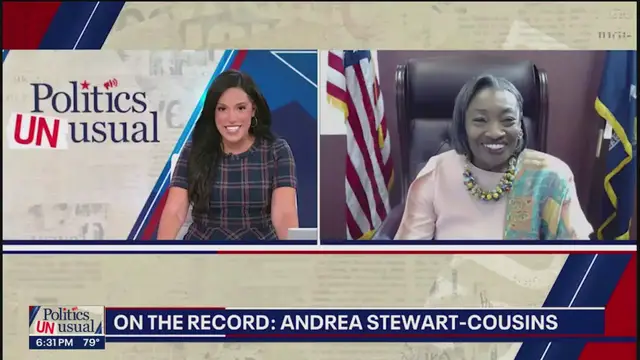 'Video thumbnail for Politics Unusual: NYS Senate Majority Leader Stewart-Cousins, Head of Research & Polling at Stockton University'