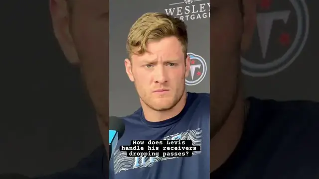 'Video thumbnail for Will Levis discusses handling his WRs dropping passes, cannot get hung up on it. #shorts #titanup'