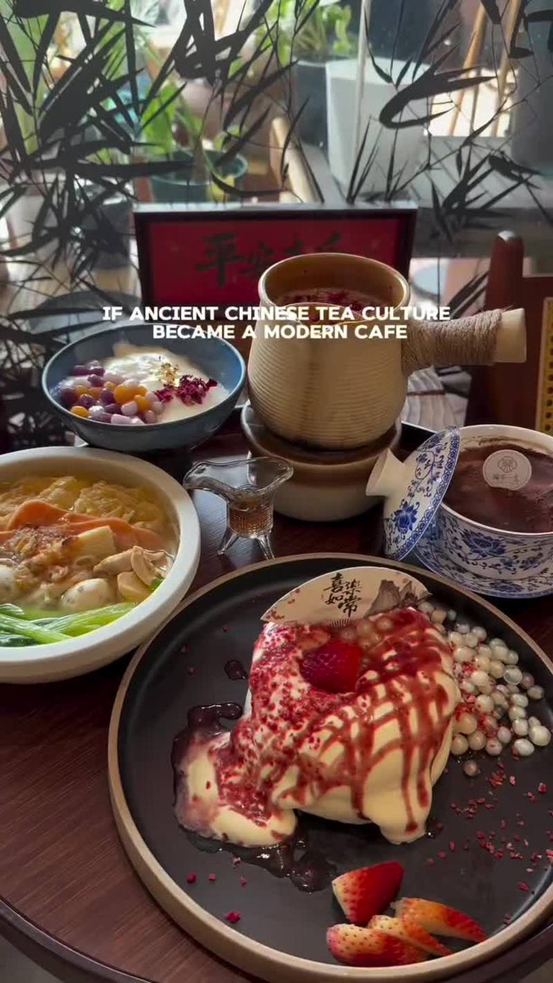 Video thumbnail for Chinese Tea House Cafe with Strawberry Soufflé Pancake