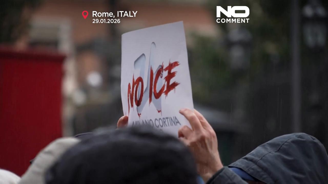 Video thumbnail for Italian opposition protests ICE role in Milan-Cortina Winter Olympics