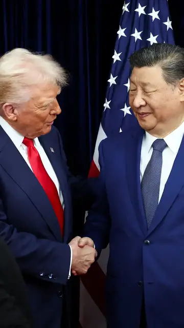 'Video thumbnail for Trump hails ‘tough negotiator’ Xi Jinping as leaders meet in South Korea'