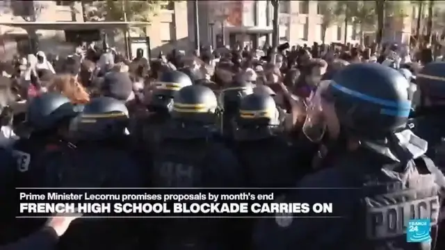 Video thumbnail for French teens keep up school blockades despite prime minister's pledge to act