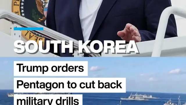 Video thumbnail for Trump orders Pentagon to cut back military drills with Seoul hours before start