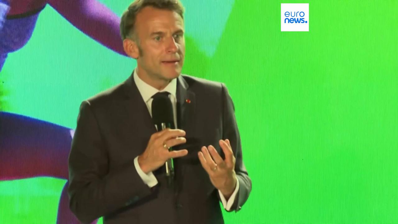 Video thumbnail for France's President Emmanuel Macron defends Europe in Africa and urges investment