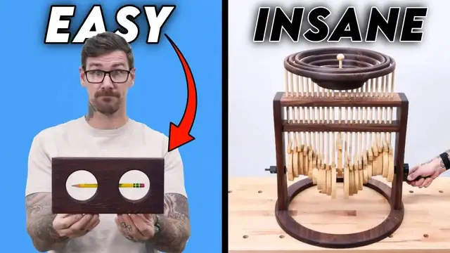 'Video thumbnail for jonny builds: 5 impossible woodworking illusions: penrose triangle, kinetic sculptures & more!'