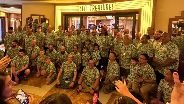 'Video thumbnail for 60 Strangers Prank Husbands Into Wearing Same Shirt On Disney Cruise'