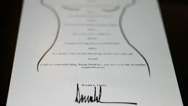 'Video thumbnail for Democrats release suggestive letter to Epstein purportedly signed by Trump'