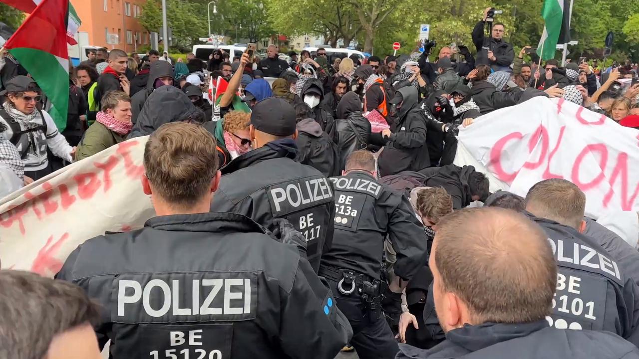 Video thumbnail for Germany: Police Detain Demonstrators During Nakba Day Protest in Berlin.