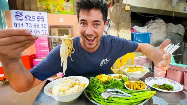 Video thumbnail for 24 Hours of CAMBODIAN STREET FOOD in Phnom Penh!! KHMER Noodles + BEST Breakfast in Cambodia!