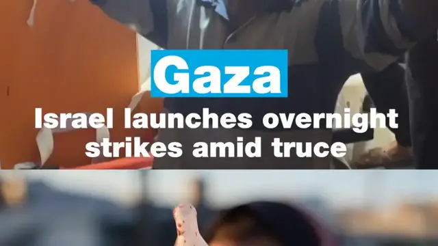 'Video thumbnail for Israel launches deadly strikes on Gaza amid truce'