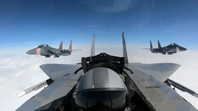 'Video thumbnail for F-15 Cockpit View • Heritage Flight Over Poland'