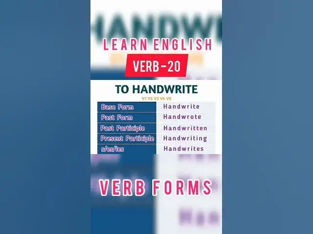 Video thumbnail for Past tense of Handwrite #mainverb #verbform #english #verbtense #pasttense #learnenglish #finiteverb