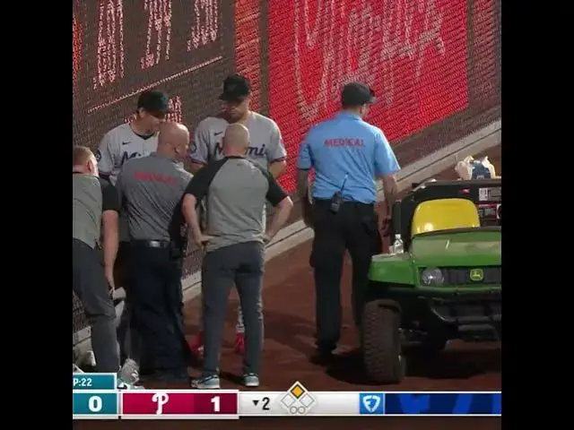 'Video thumbnail for Dane Myers EXITS Game After Collision with Outfield Wall!'