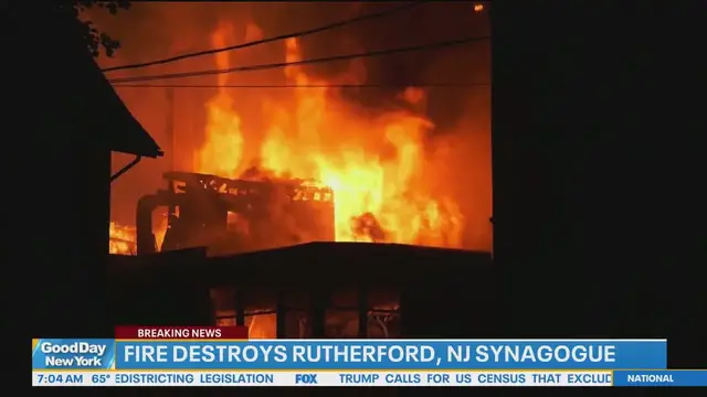 'Video thumbnail for Fire breaks out at NJ synagogue, rabbi's family inside'
